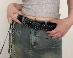 スタッズベルト ベルト レディース メンズ ユニセックス ロック Y2K 黒