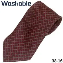 Washable　ネクタイ　チェック　レッド　WOOL　ウール　日本製　おしゃれ