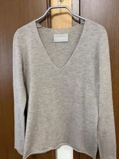 ZADIG&VOLTAIRE Vネックベージュニット　スパンコール　カシミア混