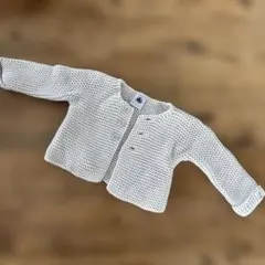 【美品】プチバトー　グレーのニットカーディガン 3m