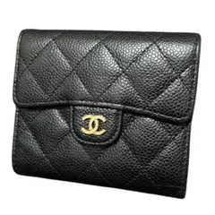 シャネル CHANEL キャビアスキン マトラッセ 二つ折り財布 コンパクト財布