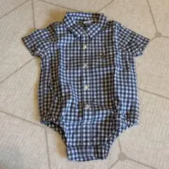 GAP チェック柄 半袖ロンパース 6-12ヶ月