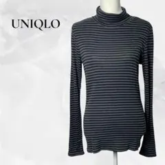 ユニクロ　UNIQLO グレー ストライプ 長袖 Tシャツ M ニット