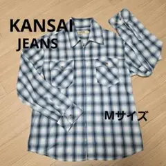 KANSAI JEANS 長袖シャツ　チェック柄　Mサイズ　前ファスナーのサムネイル