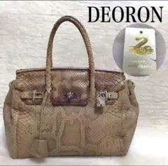 極美品 DEORON 蛇革 パイソン 本革 オールレザー ハンドバック 金具