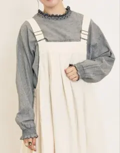 sm2 レースシャーリング2WAYブラウス チャコール サマンサモスモス 前後着