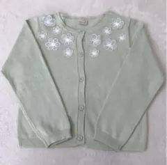 petit main♡花レースカーディガン グリーン L（120〜130cm）