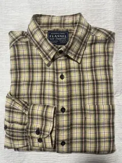 ユニクロ　UNIQLO FLANNEL イエロー系チェック 長袖シャツ