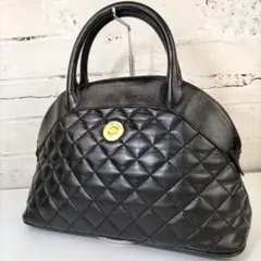 Private Label ロゴ刻印 キルティング レザー ハンドバッグ