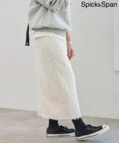 【Spick&Span】シフォン刺繍タイトスカート 36 ホワイト