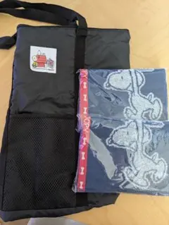 PEANUTS スヌーピー トートバッグ ブラック　タオルセット美品SNOOPY