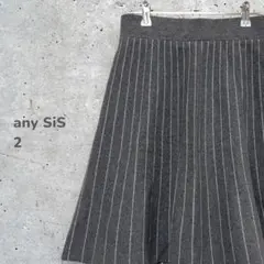 a1763●オンワード樫山 ストライプフレアミニスカート カシミヤ混 ２ デート