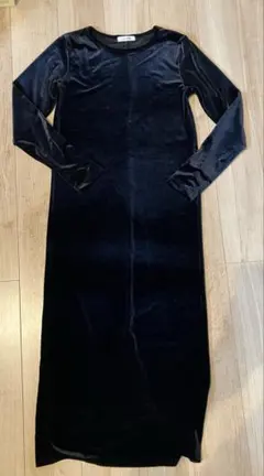 ブラック ベロア　ロングワンピースM