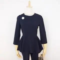 Laughlinラフリン＊ペプラムフレアトップス／ネイビー