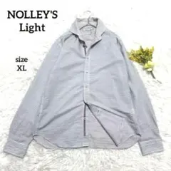 ノーリーズライト ストライプシャツ 長袖 大きいサイズ XL メンズ 青 白