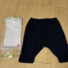 【新品】ユニクロ　リラックスフィットメッシュ素材レギンス　7分丈　黒サイズ80
