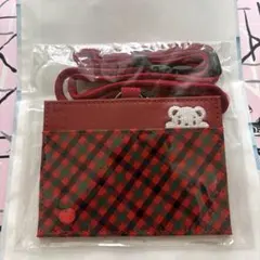 新品未開封　ファミリア　ネームホルダー　赤チェック　パスケース 12時間以内発送