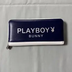 PLAYBOY BUNNY ラウンドファスナー長財布 ネイビー×ホワイトのサムネイル