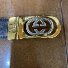 も*ん様 Gucci レザー ベルト 黒 金