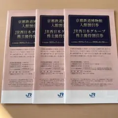 京都鉄道博物館入館割引券 JR西日本グループ株主優待割引券　3冊セット