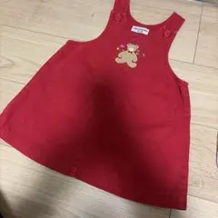 ミキハウス　100cm 赤　くま　ジャンパースカート