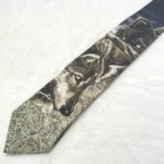 【90s vintage 】wolf art made in USA silk