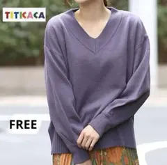 チチカカ　袖ボリュームニットプルオーバー　FREE パープル