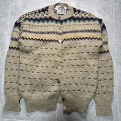 80s USA製 カーディガン ノルディック チロリアンニット メタルボタン