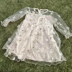 【韓国風】シアーフラワーワンピース 【120cm】