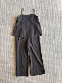 グリーンレーベルリラクシング オールインワン ワイドパンツ ブラック フリー