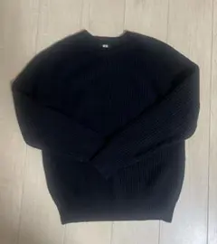 UNIQLO ブラック クルーネック ニット 長袖 M