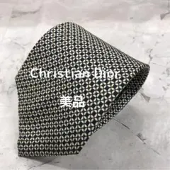 【美品】クリスチャンディオール　ネクタイ　紺　幾何学模様　シルク　【n1190】