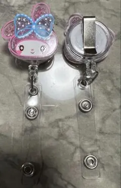 リール付き名札 うさぎデザイン ピンク まゆんちゅ様専用