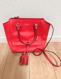 COACH レザー ショルダーバッグ タッセル付き