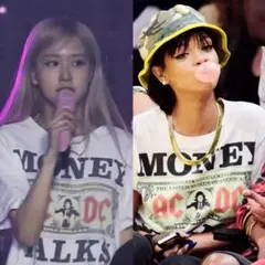 XL ACDC MONEY TALKS Tシャツ リアーナ ブラックピンク ロゼ