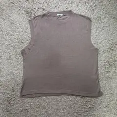 ブラウン ノースリーブ メッシュトップス