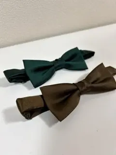 ダークグリーンとブラウンのボウタイセット