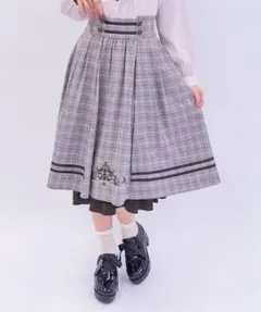 axes femme】ハイウェストチェック柄スカート グレー