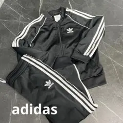 adidas キッズブラック ジャージ 3本ライン