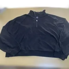 GAPロゴ ハーフジップアップ プルオーバー　パーカー　トレーナー　ブラック