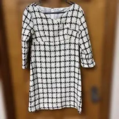 チェック柄ツイードミニワンピース