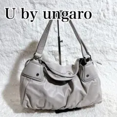 【美品】ウンガロ　ショルダーバッグ 肩掛け　オールレザー　ピンク