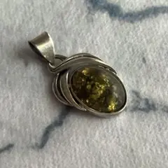 シルバー925 琥珀 ネックレス ペンダント ビンテージ