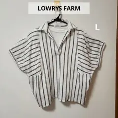 【最終】ローリーズファーム シャツ ホワイト ストライプ 半袖シャツ