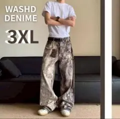 ウォッシュドデニム リアルツリー 3XL バギーパンツ ワイドパンツ カモフラ