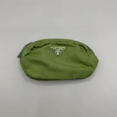 美品　プラダ ポーチ　小物入れ　コスメ　ナイロン　緑　グリーン