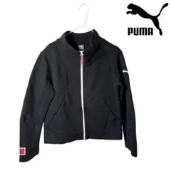 PUMA ブラック ジップアップジャケット ストレッチ素材 スポーツウェア