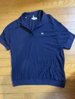USED●LACOSTE ラコステ ピケポロシャツネイビー 半袖 レディース M