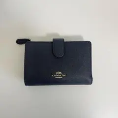 coach 折りたたみ財布 紺色