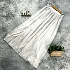 良品 UNIQLO ロングスカート S グレーベージュ 落ち感